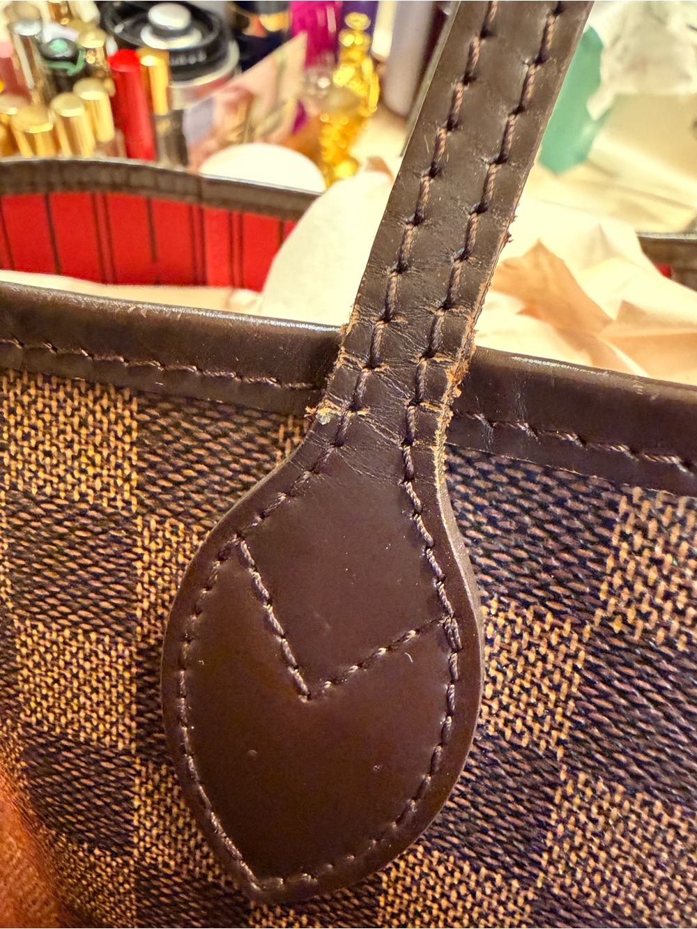 Louis Vuitton Damier Ebene Brown Checkered Tote - Picture 12 of 16